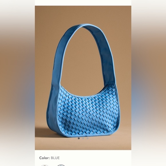 Anthropologie Handbags - NWT new Anthropologie woven neoprene shoulder bag zip blue nylon purse